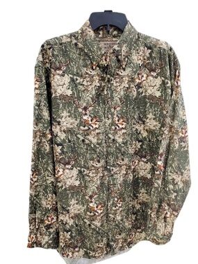 Woods & Water NEW Camo Mens XL Long Sleeve Button Front Shirt Deer Hunting